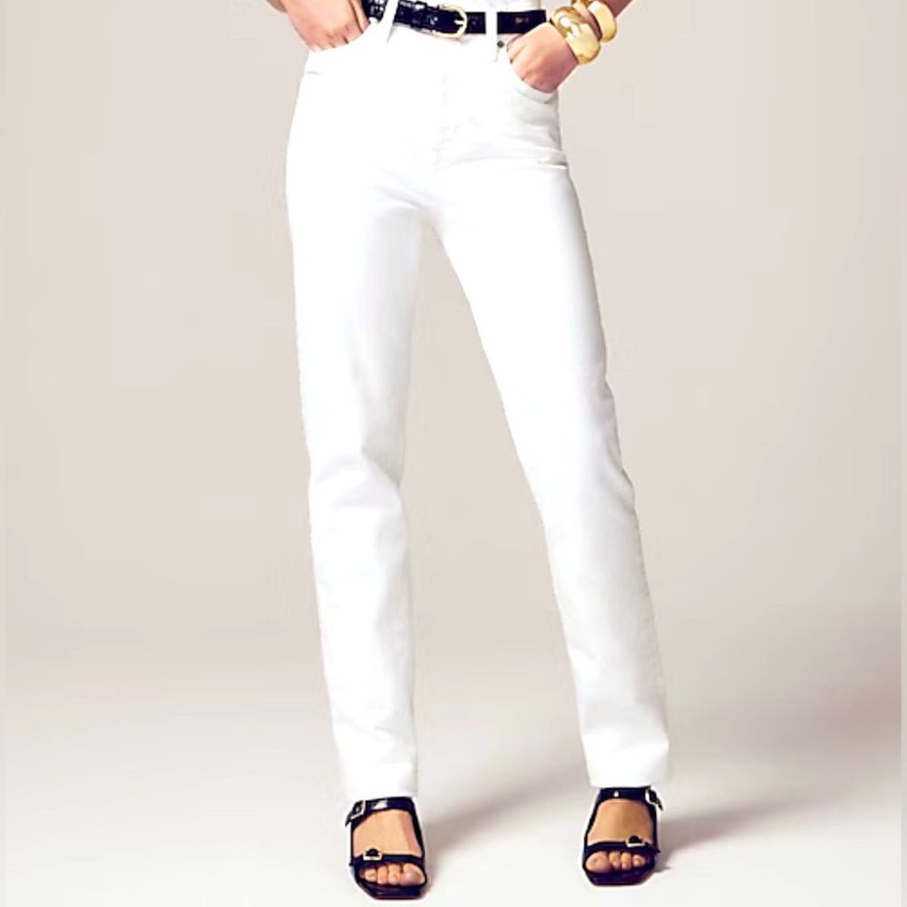 J. Crew Classic Straight White Jeans Stretch Denim High Rise Waist Sz. 27 $148